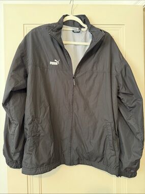 Puma Men's Dark Gray Full-Zip Windbreaker Jacket